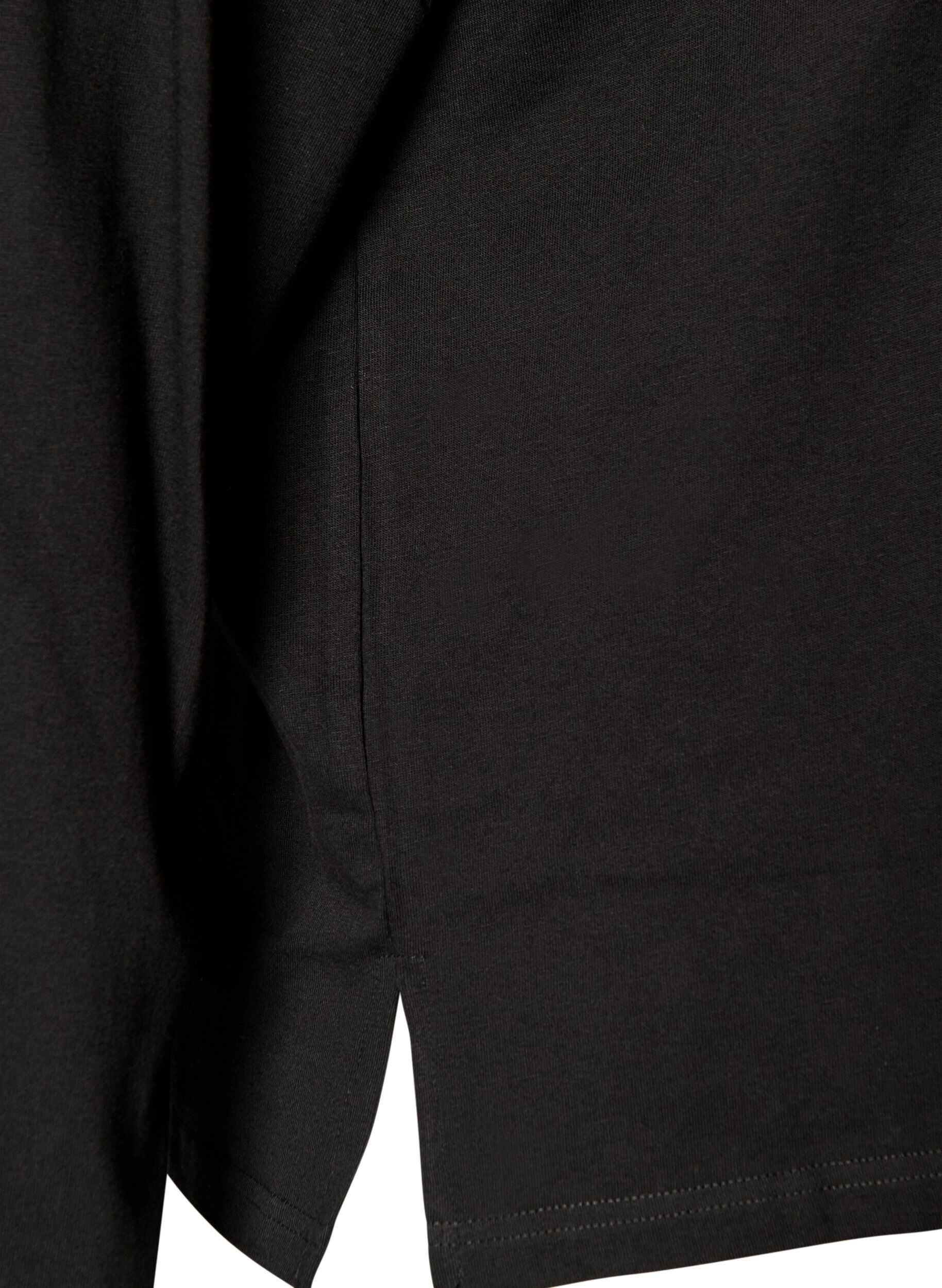 ZizziBasis t-shirt med lange &aelig;rmer, Sort, Packshot image number 3