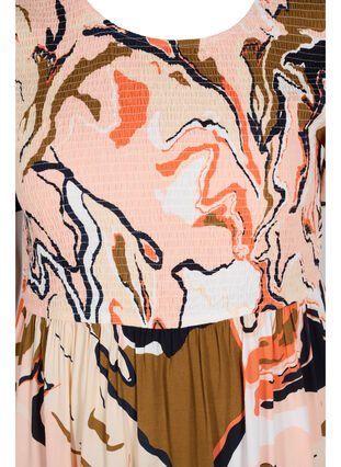 Printet viskose kjole med smock, Abstract AOP, Packshot image number 2