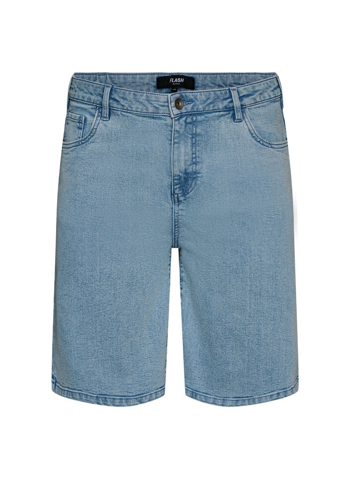 L&oslash;se denimshorts med h&oslash;j talje, Bl&aring;, Packshot image number 0