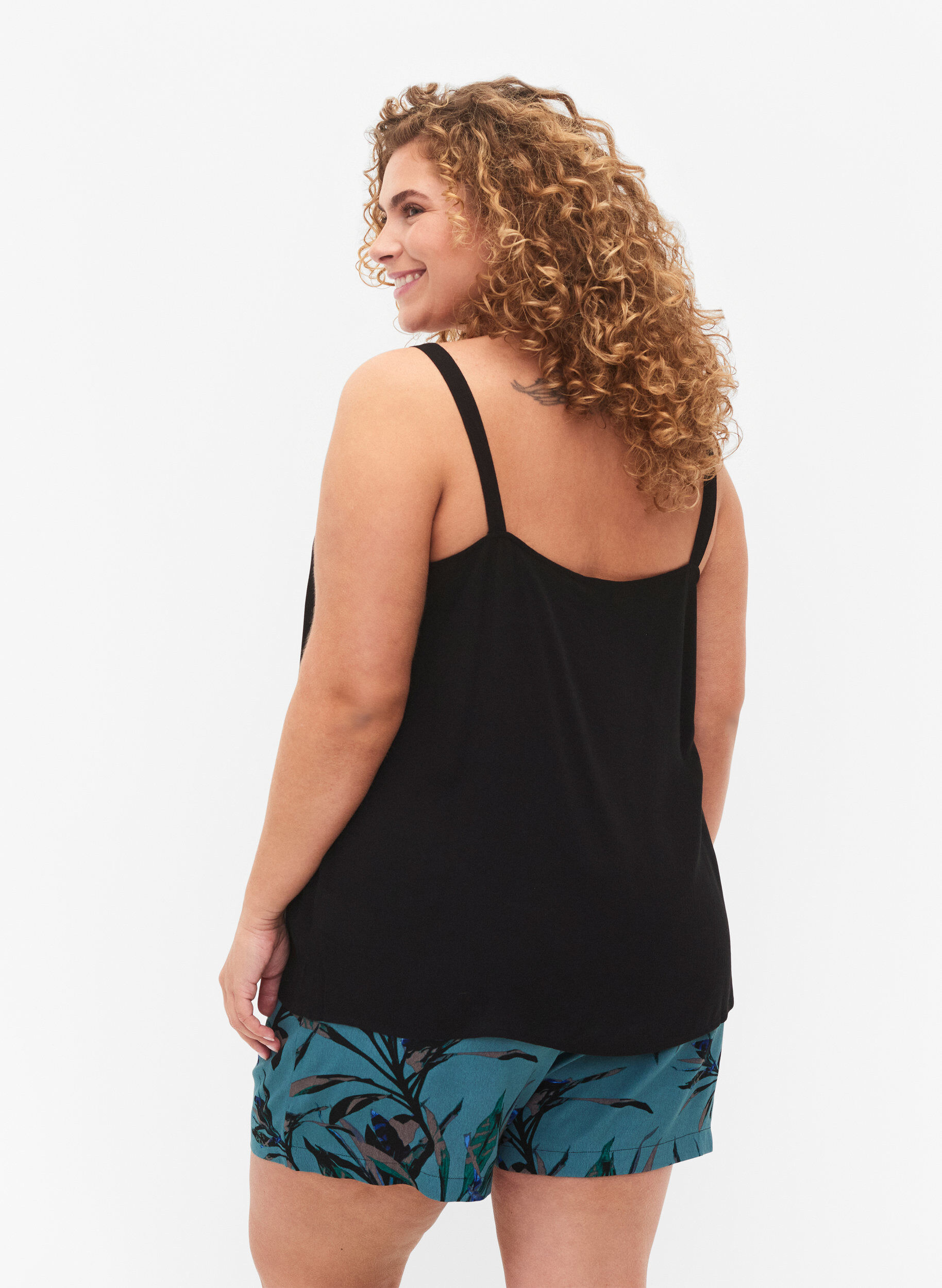 Zizzi&AElig;rmel&oslash;s top i viskose, Black, Model image number 1