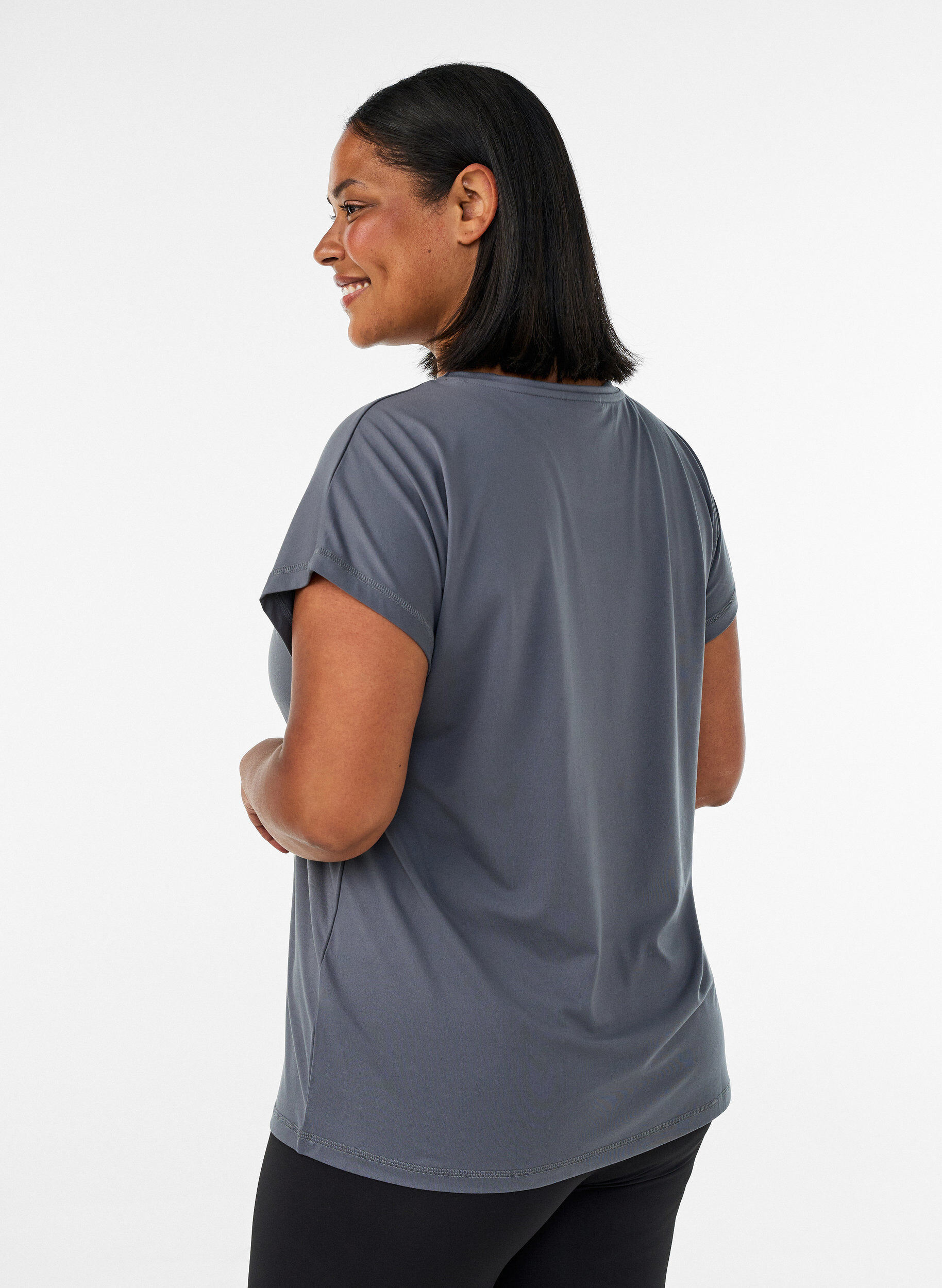 ZizziEnsfarvet tr&aelig;nings t-shirt, Gr&aring;, Model image number 2