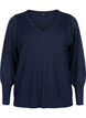 Strikbluse med glimmer og V-hals, Naval A.w.Blue Lurex, Packshot image number 0