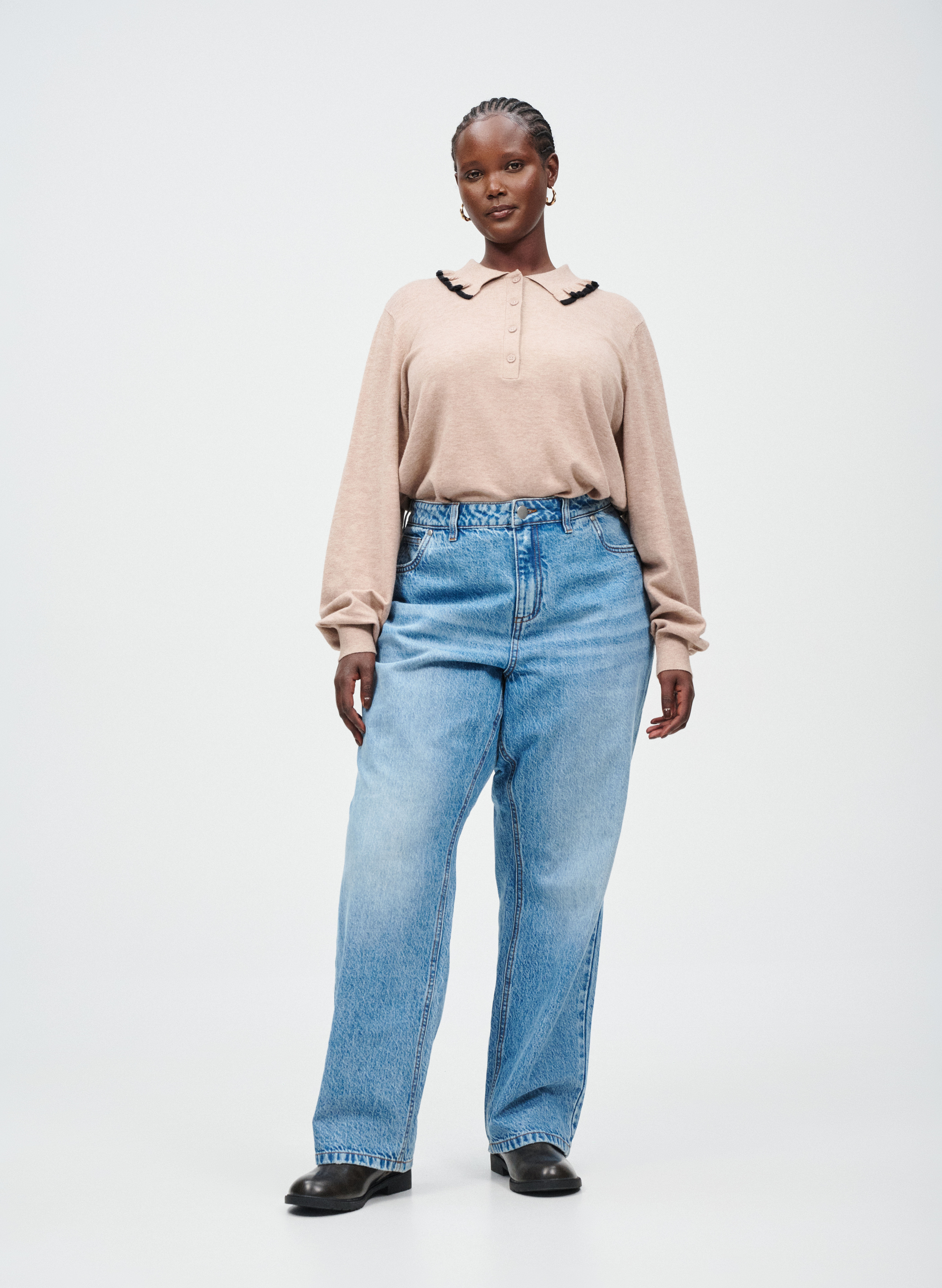 Zizzi Polo med detalje krave, , Model