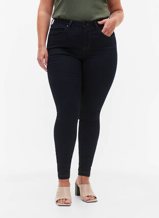 Super slim Amy jeans med høj talje, Tobacco Un, Model image number 2