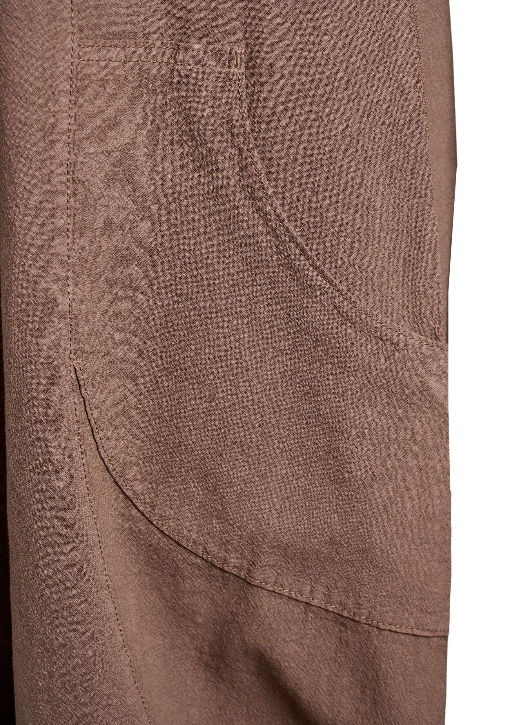 ZizziKort&aelig;rmet kjole i bomuld, Brun, Packshot image number 3