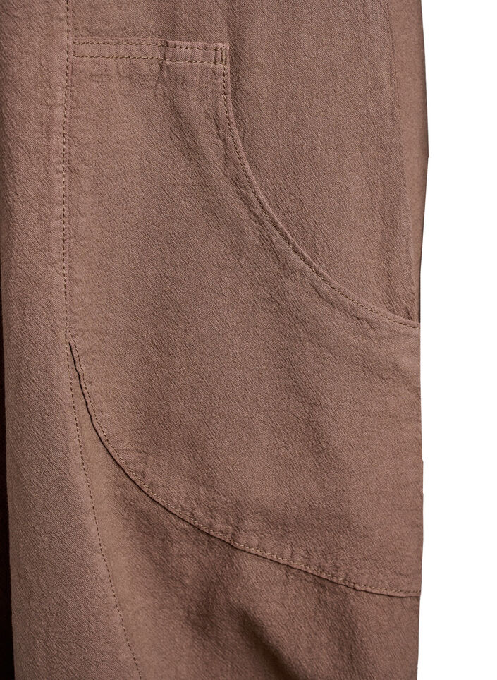 Kort&aelig;rmet kjole i bomuld, Brun, Packshot image number 3