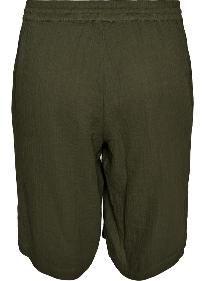 L&oslash;se shorts i bomuldsmusselin med h&oslash;j talje, Gr&oslash;n, Packshot image number 1