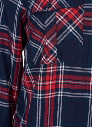 Ternet skjortejakke med hætte, Night Sky/Red Check, Packshot image number 3