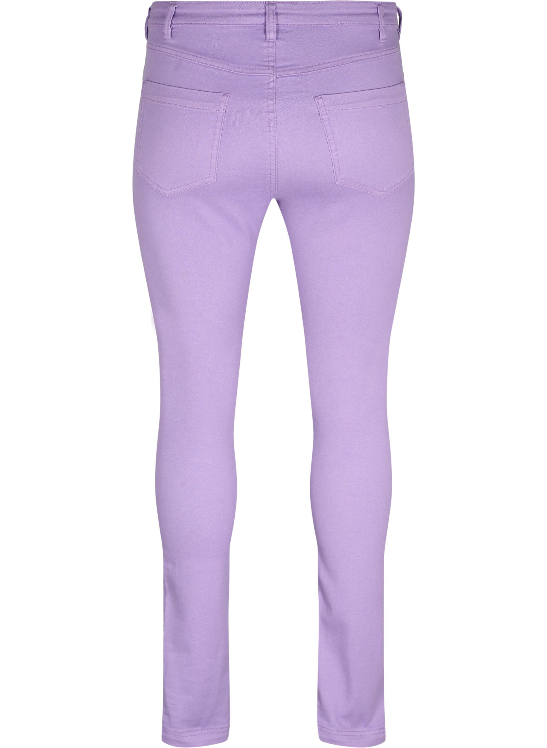 Zizzi H&oslash;jtaljede Amy jeans med super slim fit, Chalk Violet, Packshot image number 1