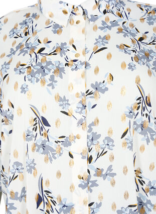 Lang skjorte med blomsterprint, White Flower/Gold, Packshot image number 2