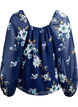 Chiffonbluse med blomster og lange &aelig;rmer, Bl&aring;, Packshot image number 1