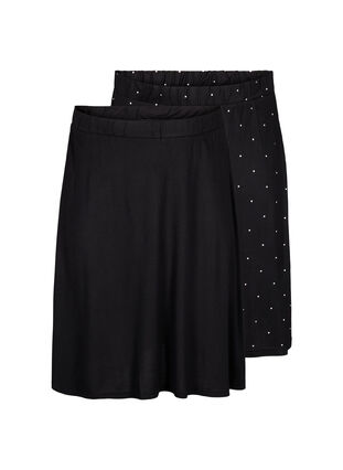 2-pak nederdel i viskose, Black / Black W. dot, Packshot image number 0