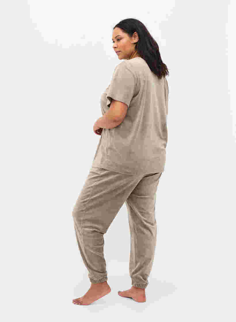 Løse bukser i velour, Taupe Gray, Model image number 1