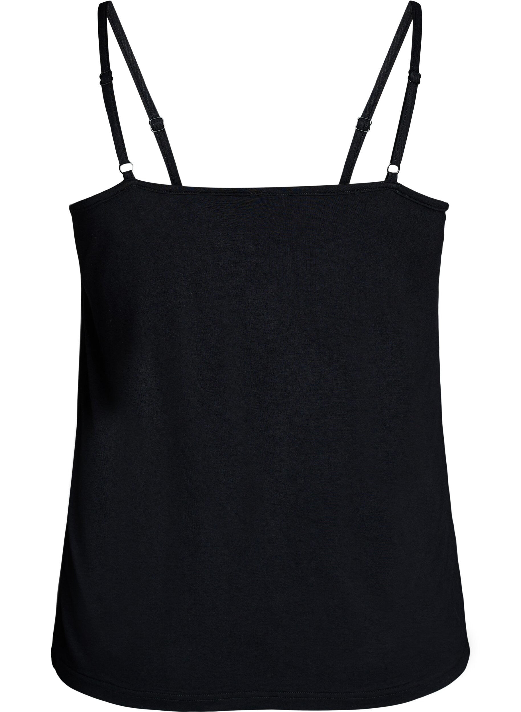 Zizzi Top med blondedetalje og spaghettistropper, Sort, Packshot image number 1