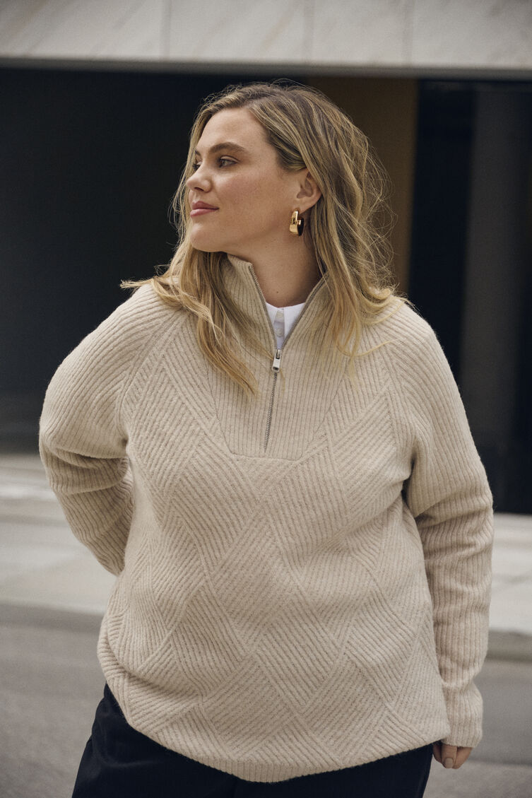 Beige strik, , Model