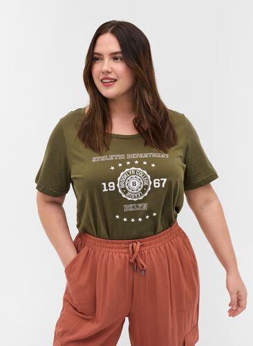 Bomulds t-shirt med tryk , Ivy Green ATHLETIC, Model image number 0