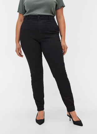 Super højtaljede Bea jeans, Black, Model image number 2