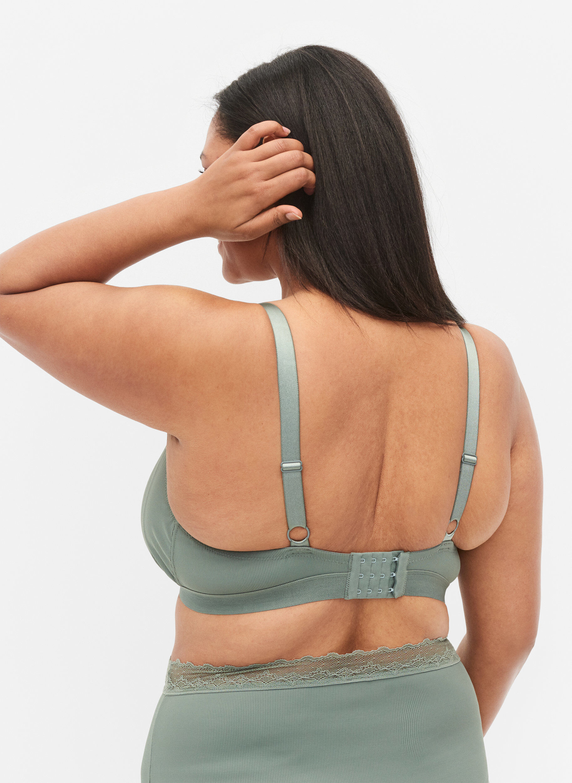 Zizzi Rib bh med blonder, Laurel Wreath Ass, Model image number 1