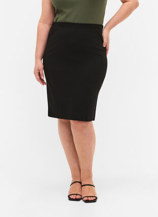 Ensfarvet tætsiddende nederdel, Black, Model image number 2