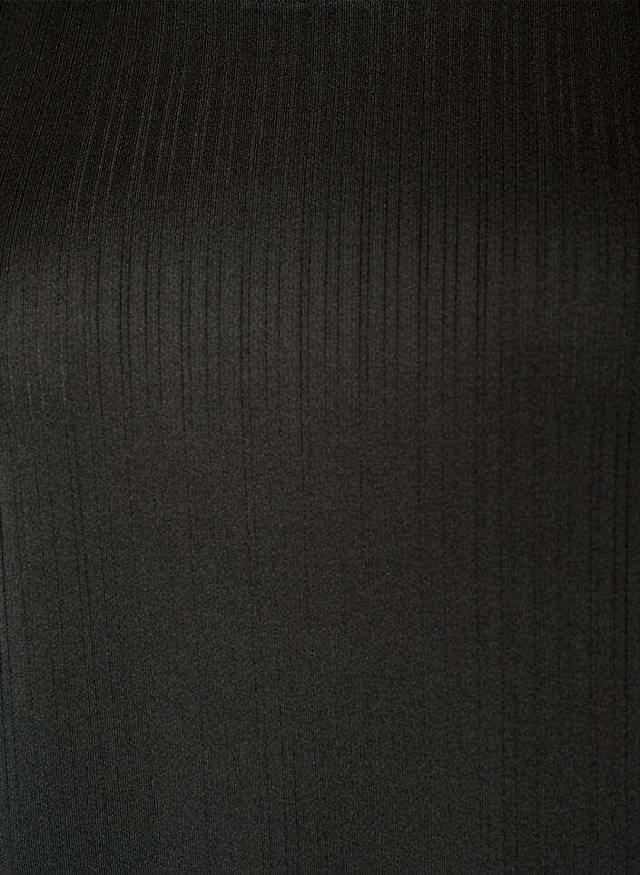 Jerseybluse med strukturstriber og smockkant, Sort, Packshot image number 2