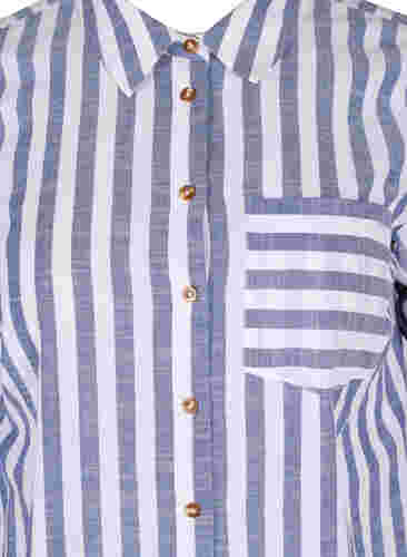 Lang stribet skjorte i bomuld, Blue Y/D, Packshot image number 2