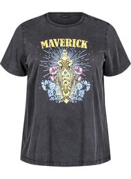 T-shirt i økologisk bomuld med grafisk print, Grå