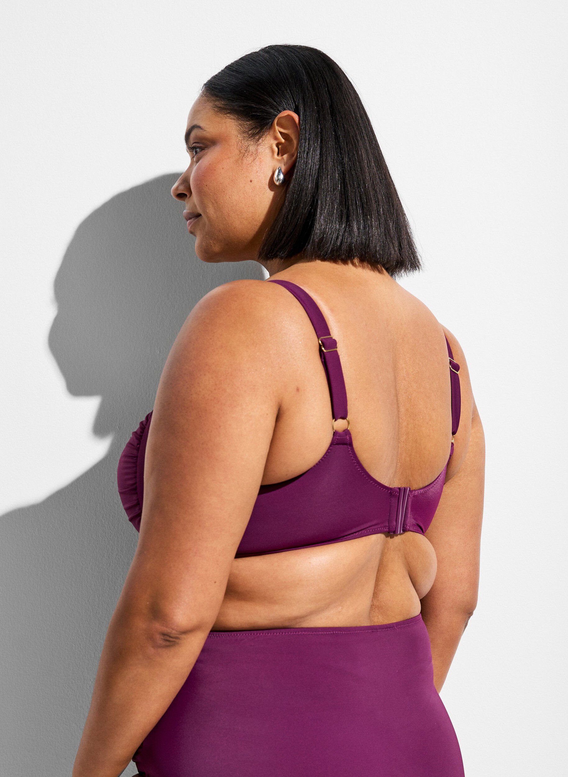 ZizziBikinitop med vattering og ringdetalje, Lilla, Model image number 2