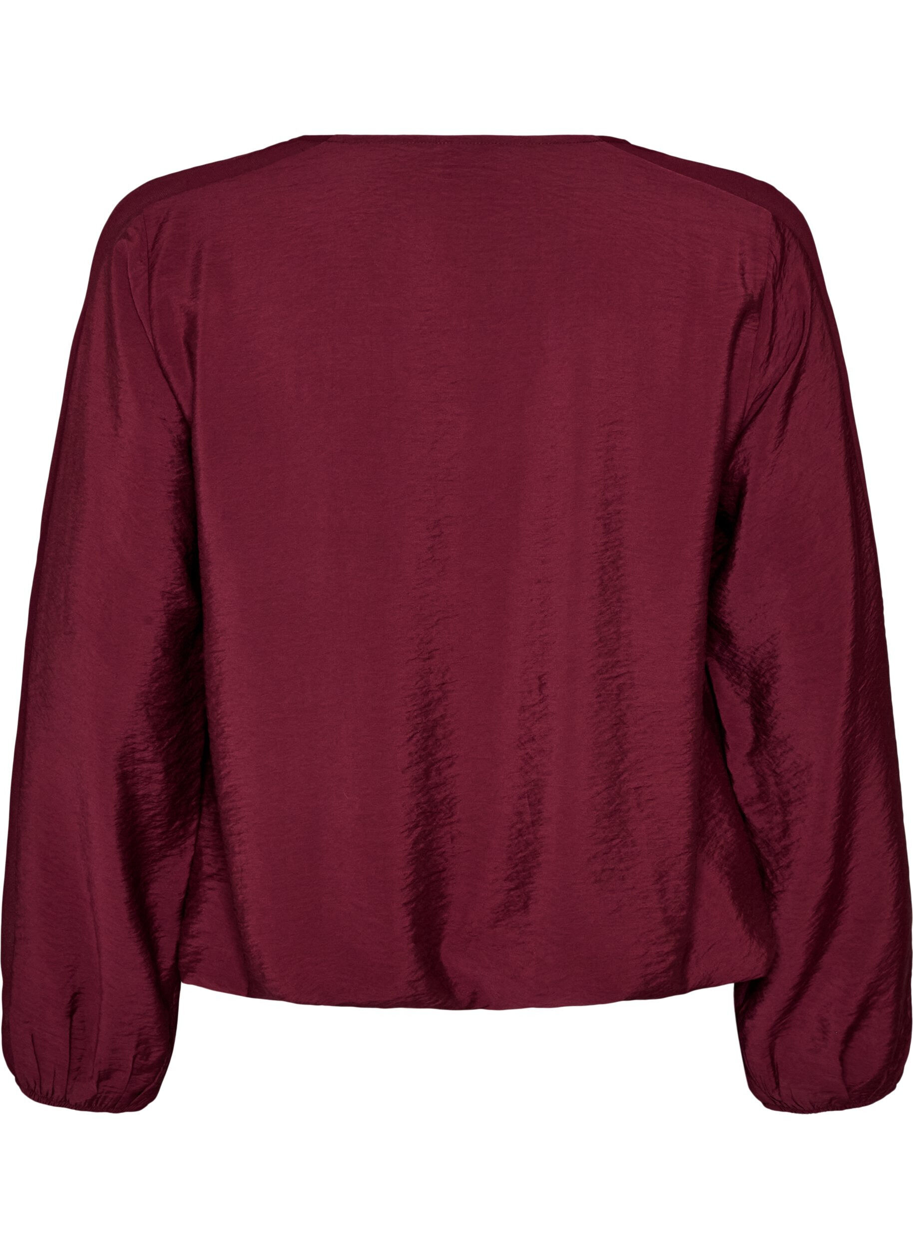 ZizziBluse med balloneffekt og chiffondetaljer, R&oslash;d, Packshot image number 1