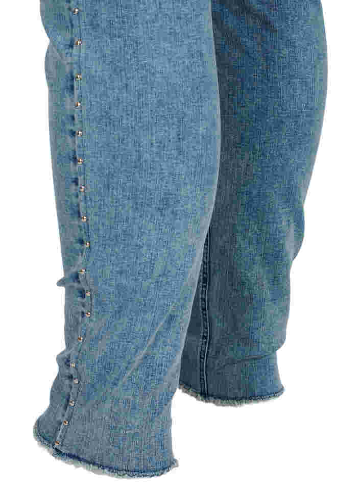 Cropped Amy jeans med nitter i sidesøm, L.Blue Stone Wash, Packshot image number 3