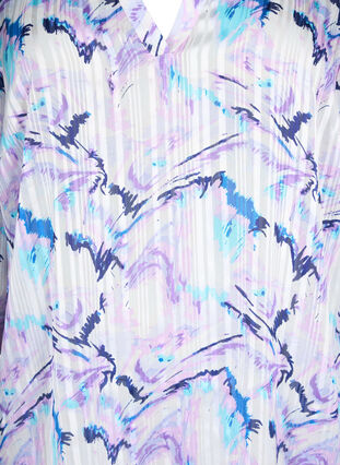 Bluse med print og 3/4 ærmer, Blue Lilac AOP, Packshot image number 2