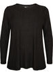 Jerseybluse med ribstruktur og lange &aelig;rmer , Sort, Packshot image number 0