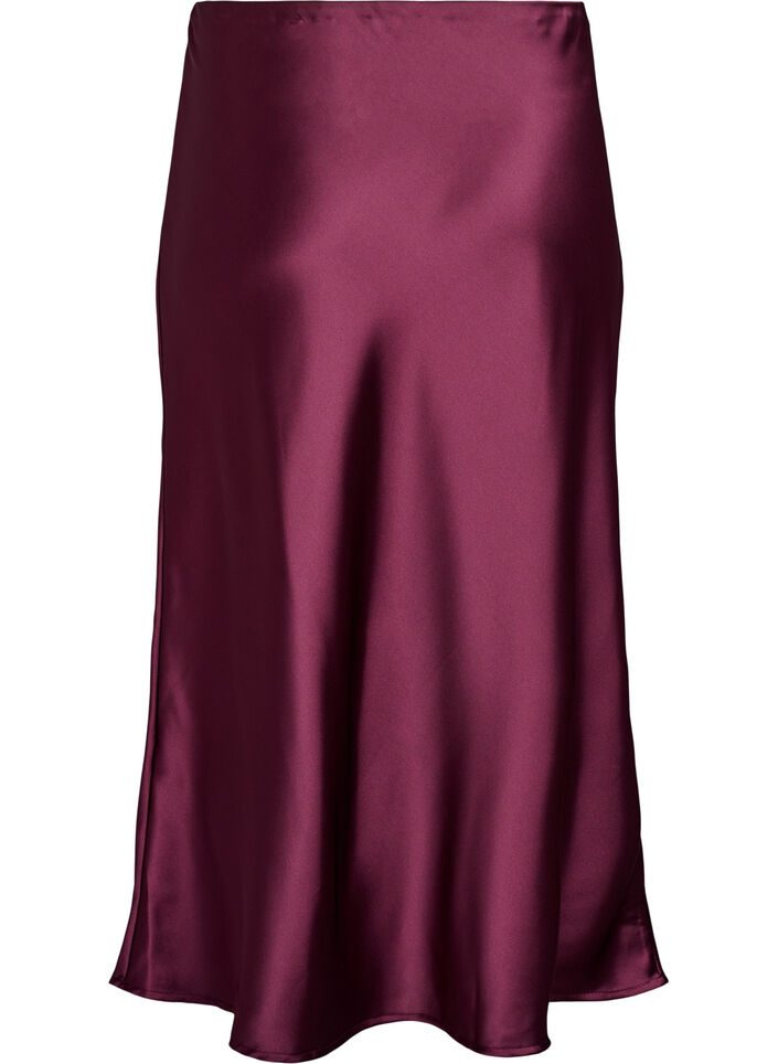 Satin midi-nederdel, Mørk Bordeaux, Packshot image number 1