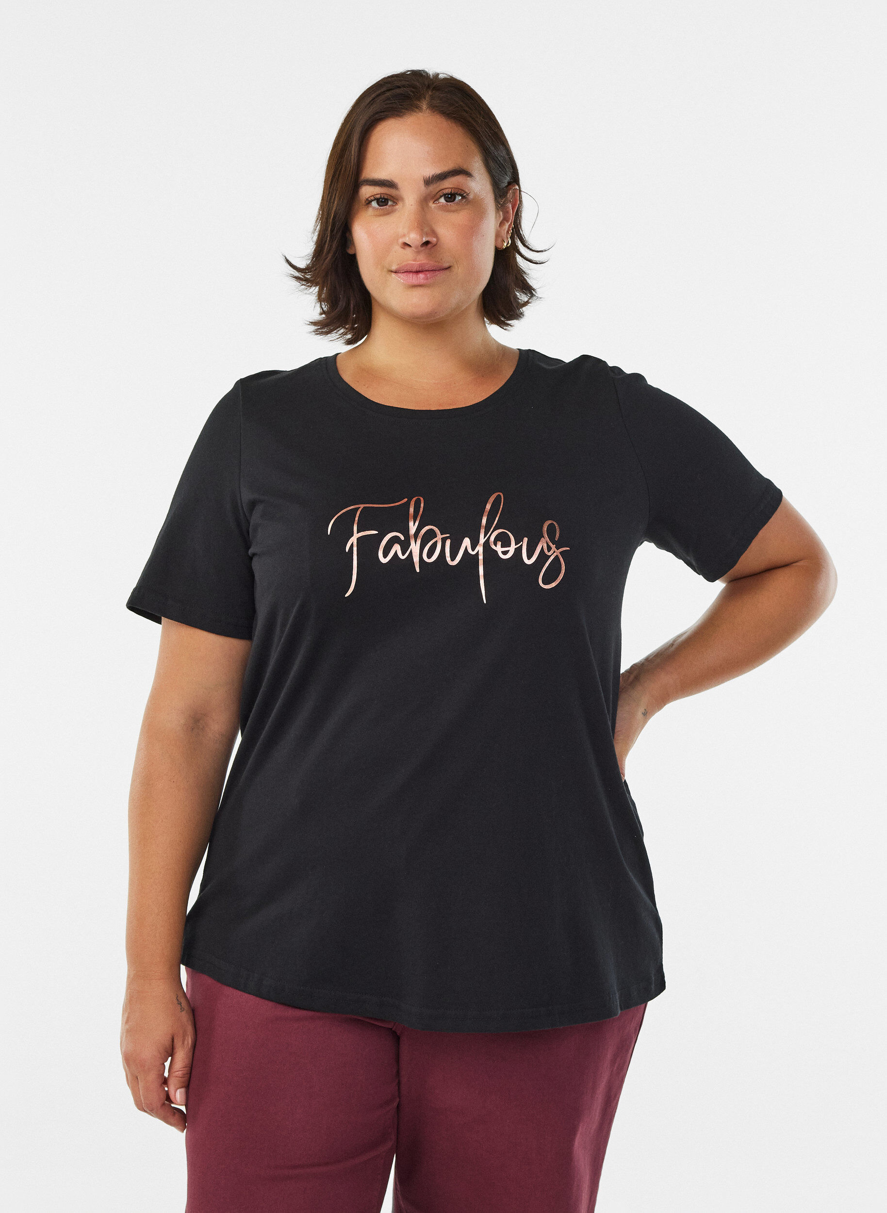 ZizziT-shirt med motiv , Sort, Model image number 0