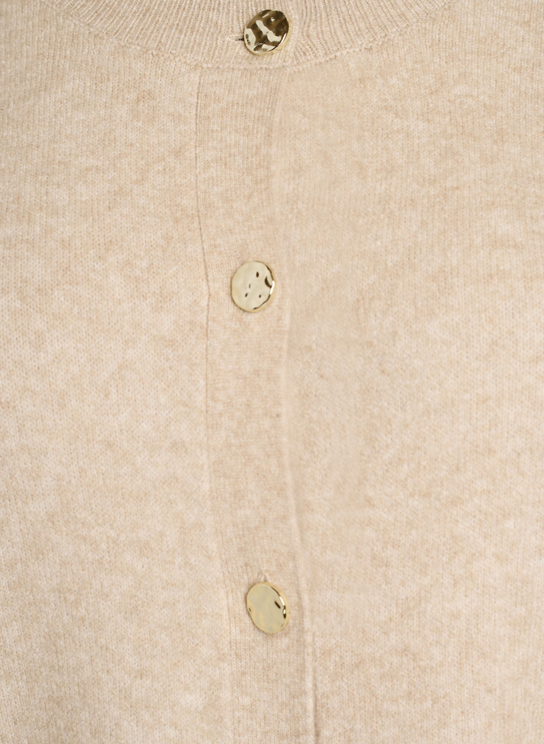ZizziCardigan i bl&oslash;d strik med guldfarvede knapper, Beige, Packshot image number 2