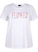 Bomulds t-shirt med tekstprint, B. White w. Flower, Packshot image number 0