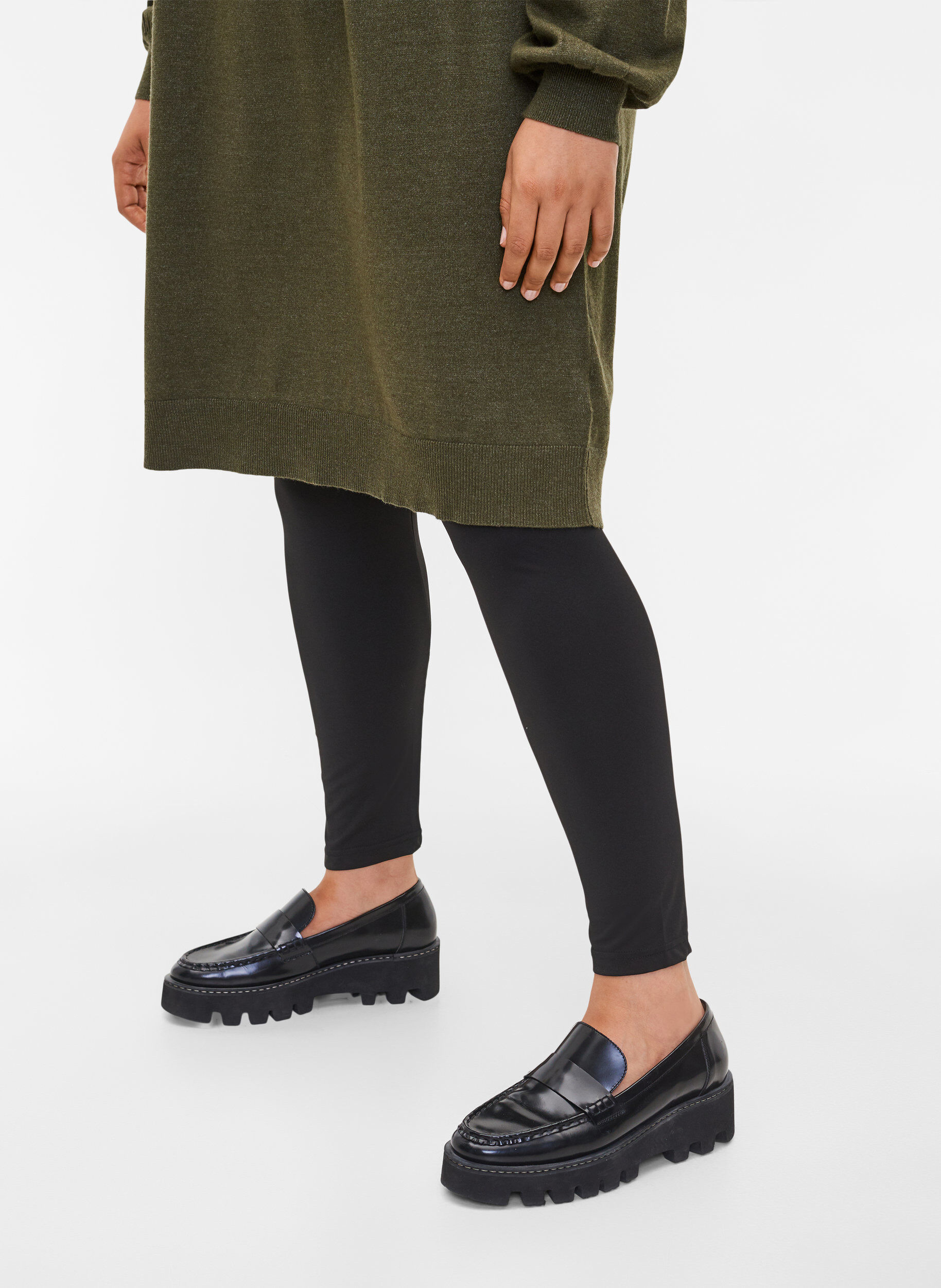 Zizzi 2-pak basis leggings, Black, Model image number 0