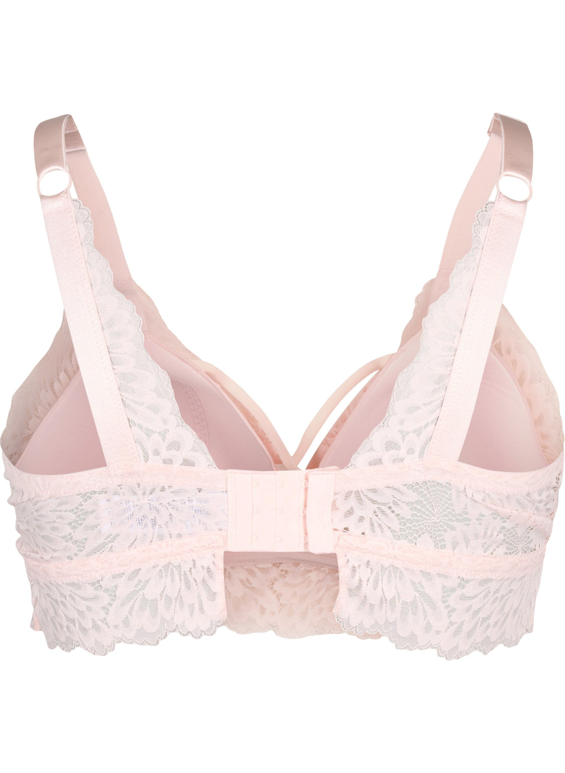 Zizzi Bralette med stringdetalje og bl&oslash;d vattering , Peach Blush, Packshot image number 1