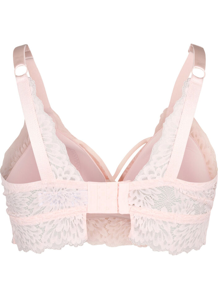 Bralette med stringdetalje og blød vattering , Peach Blush, Packshot image number 1
