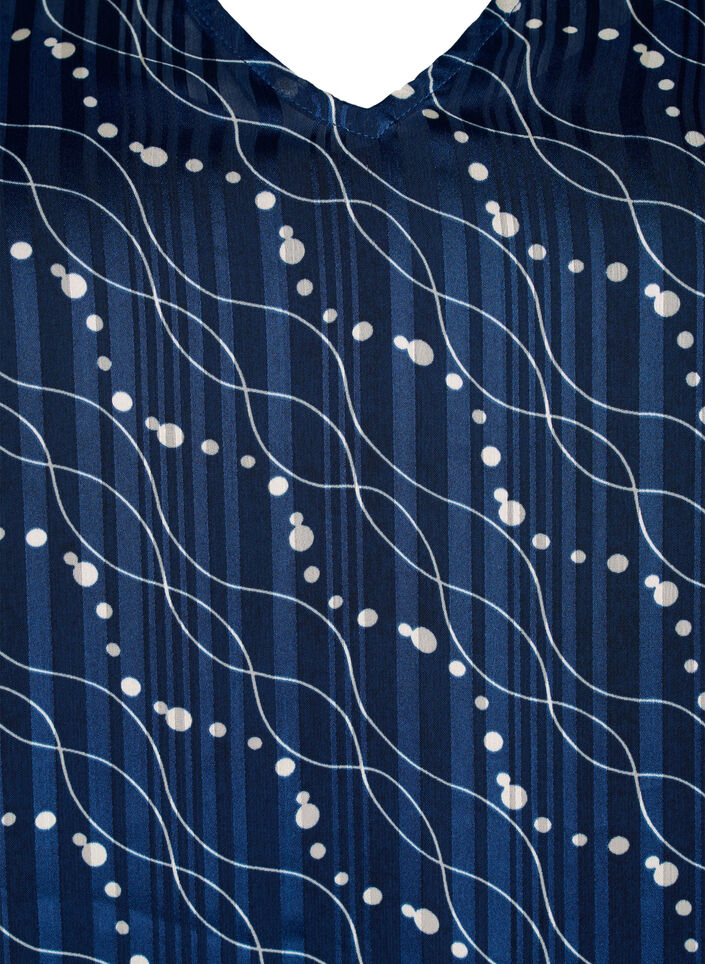 Printet kjole med v-hals og 3/4 ærmer, Dress Bl. Swirl AOP, Packshot image number 2