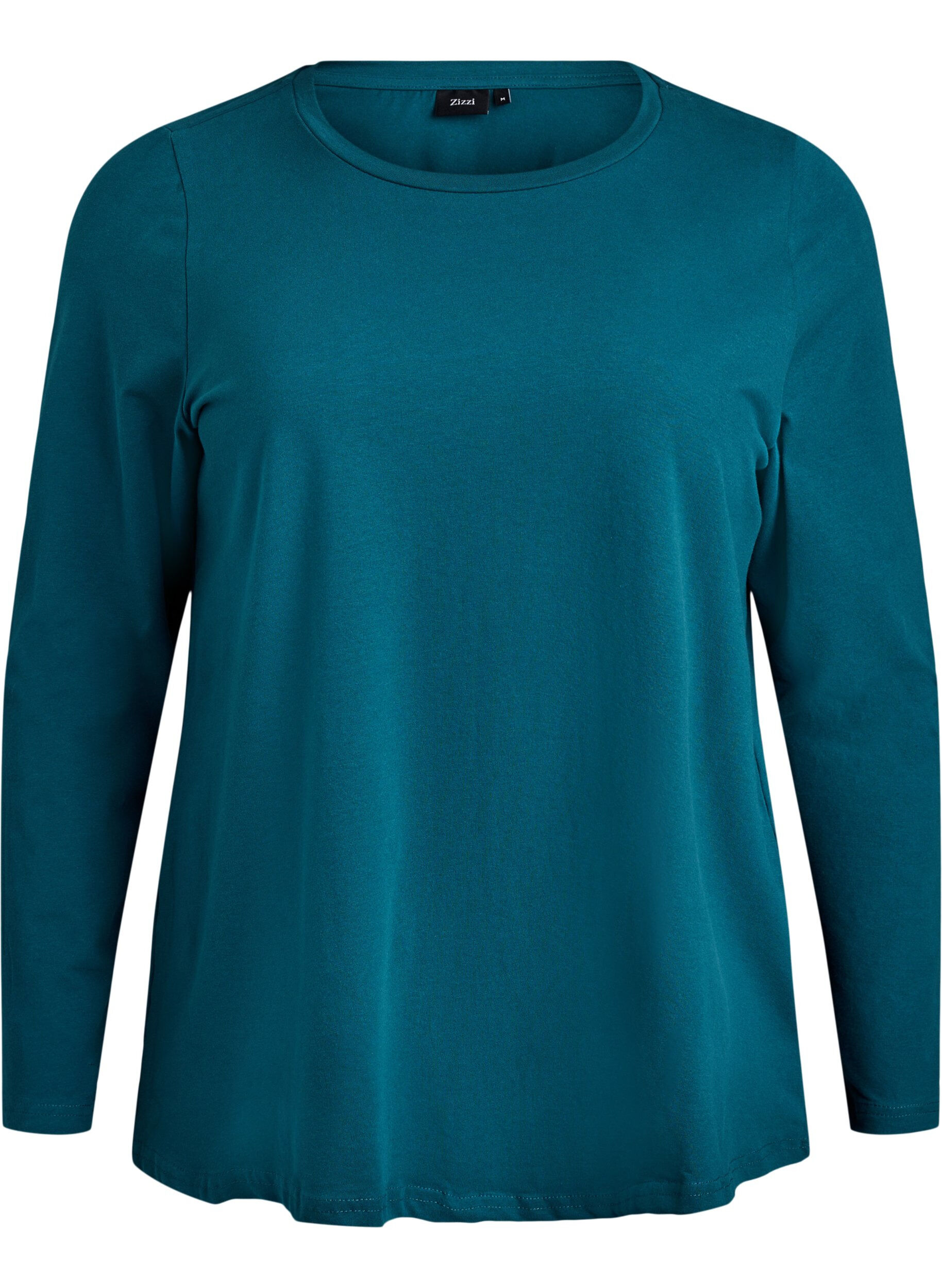 Basis jerseybluse med lange &aelig;rmer