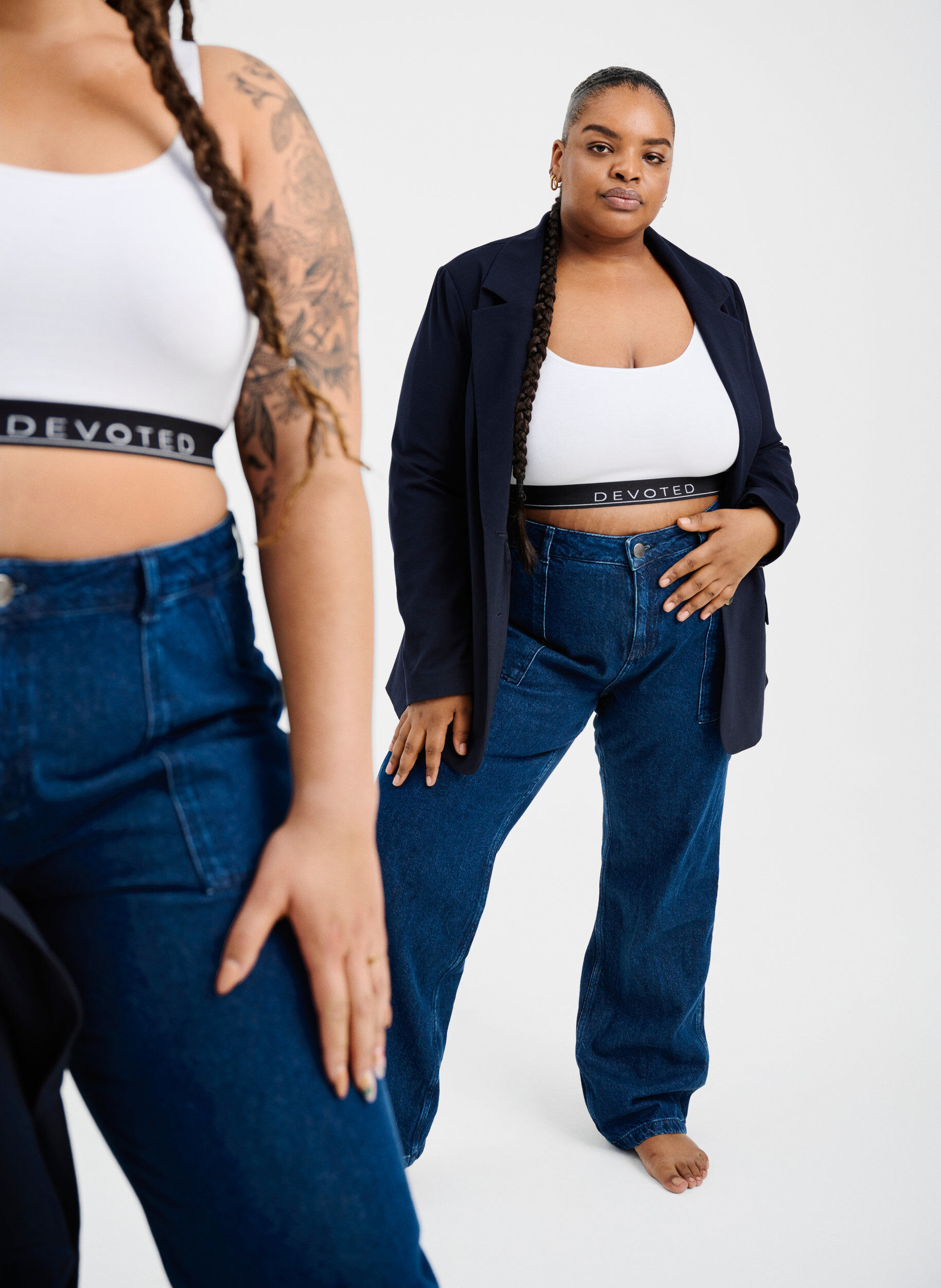 Zizzi Straight fit cargo jeans, Dark blue, Image image number 1