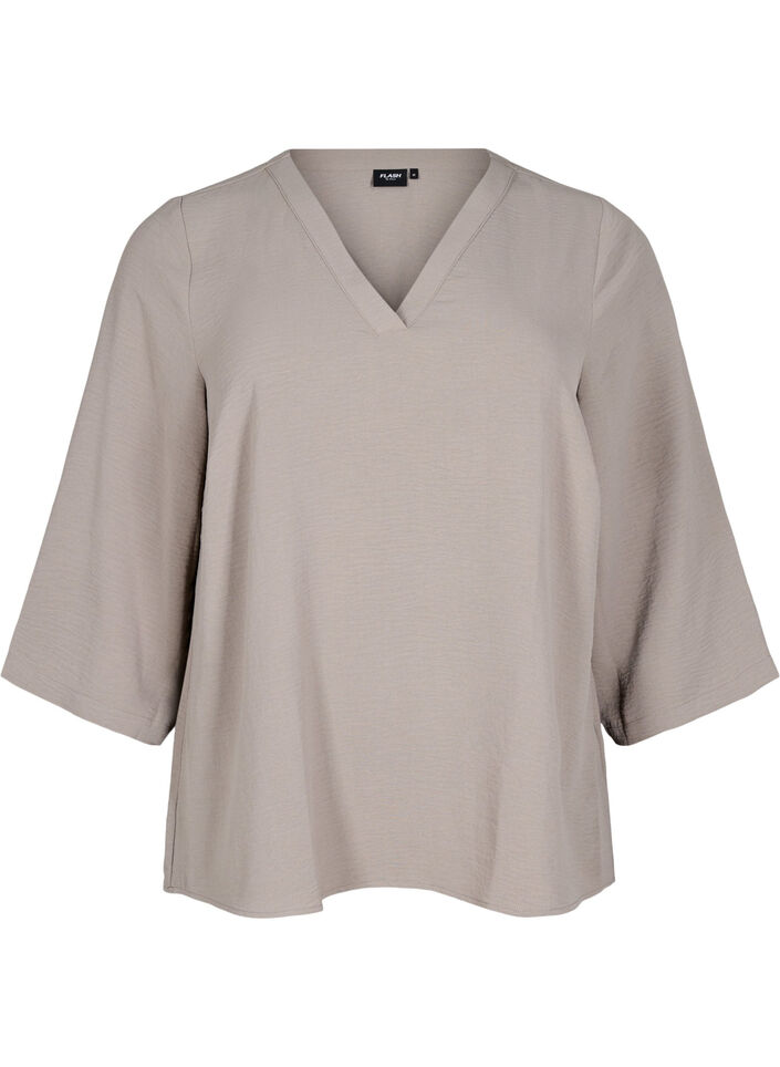 FLASH - Bluse med 3/4 ærmer, Beige, Packshot image number 0