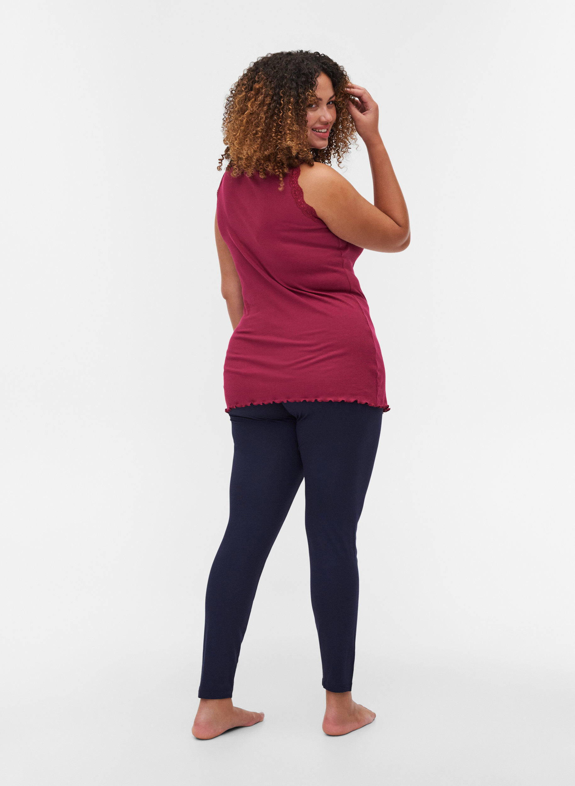 Zizzi Lange basis leggings, Night Sky, Model image number 1