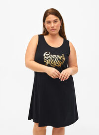 Ærmeløs bomulds kjole med a-shape, Black W. Summer, Model