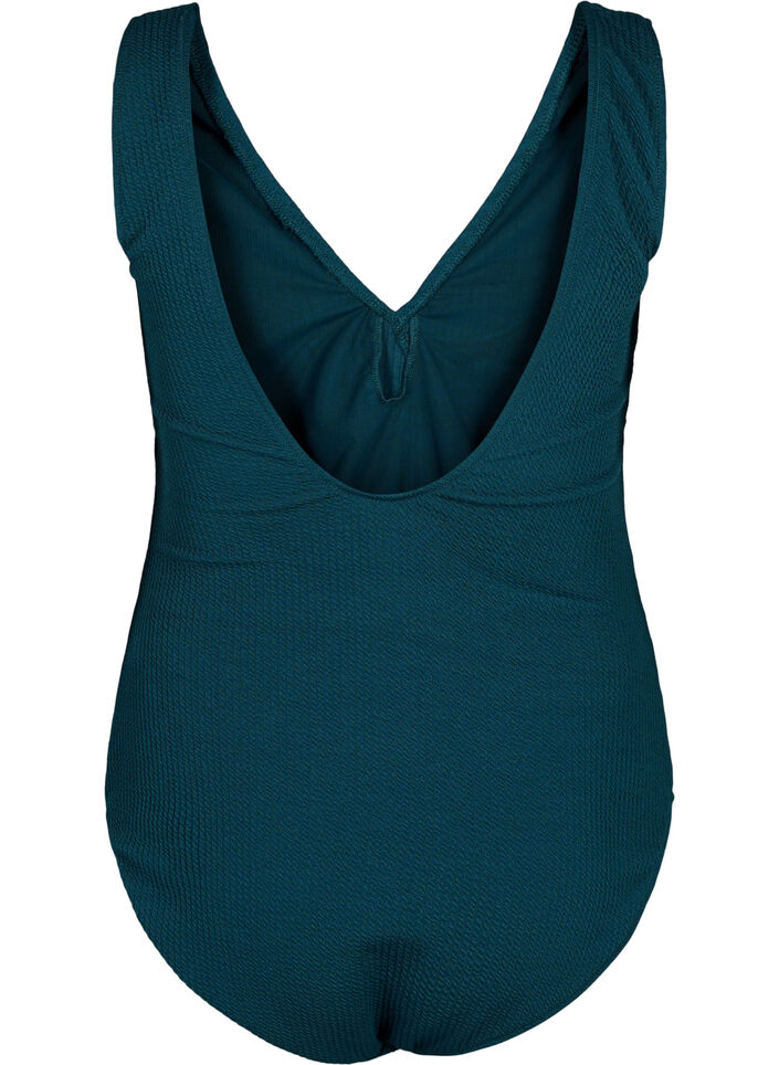 Badedragt med crepestruktur og wrapeffekt, Dark Sea, Packshot image number 1