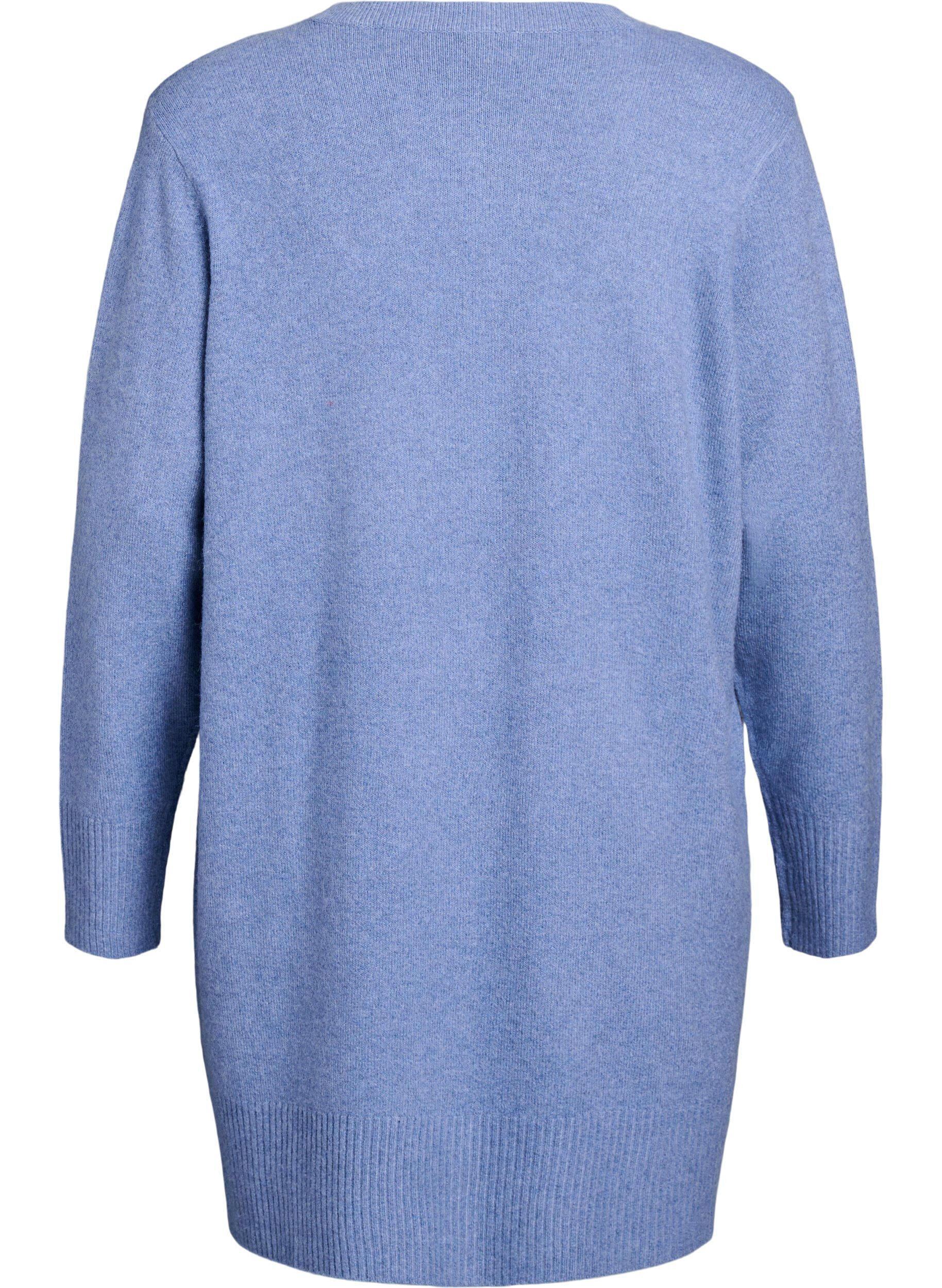 ZizziMeleret strik cardigan med lommer, Bl&aring;, Packshot image number 1