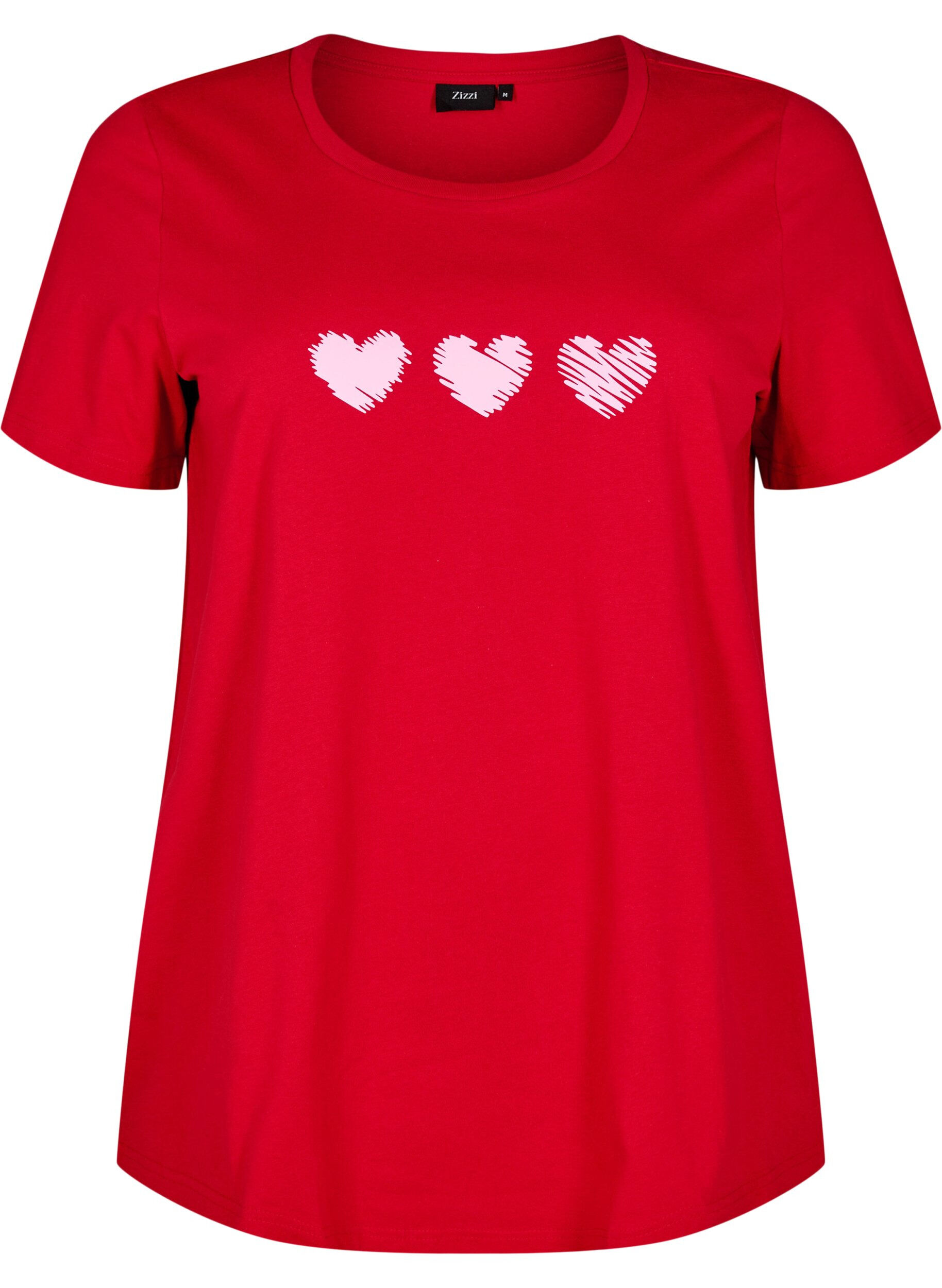 Zizzi Bomulds t-shirt med motiv, Salsa w. Hearts, Packshot image number 0