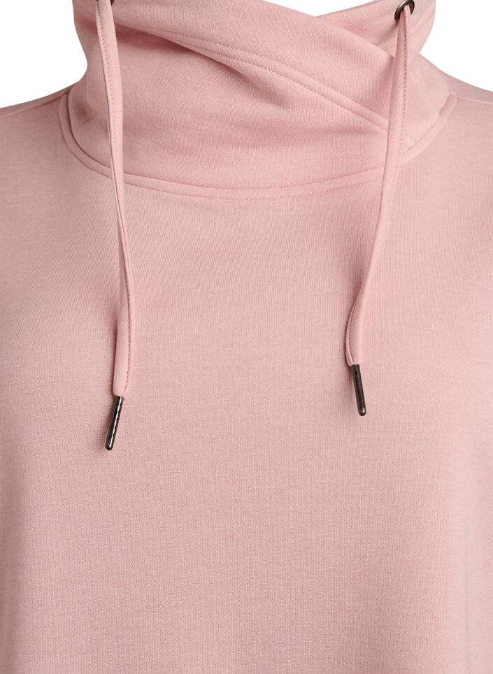 Kort sweatkjole med h&oslash;j krave og lommer, Lyser&oslash;d, Packshot image number 2