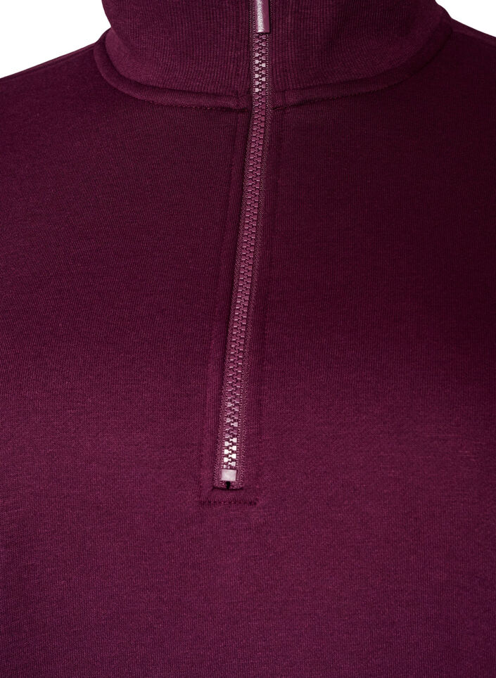 Sweatkjole med h&oslash;j ribkrave og lynl&aring;s, Lilla, Packshot image number 2