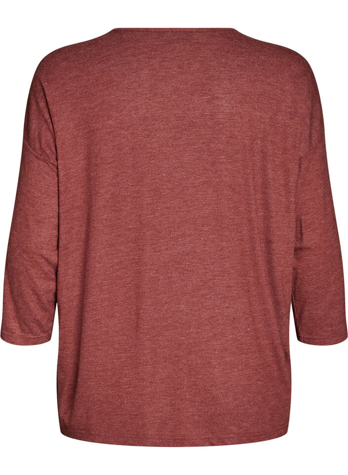 Jerseybluse med 3/4 &aelig;rmer, R&oslash;d, Packshot image number 1